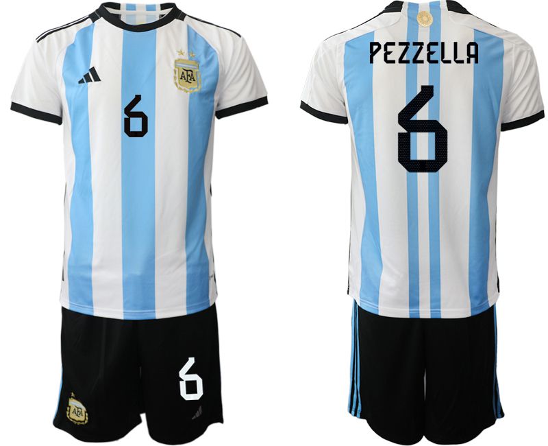 Men 2022 World Cup National Team Argentina home white #6 Soccer Jerseys